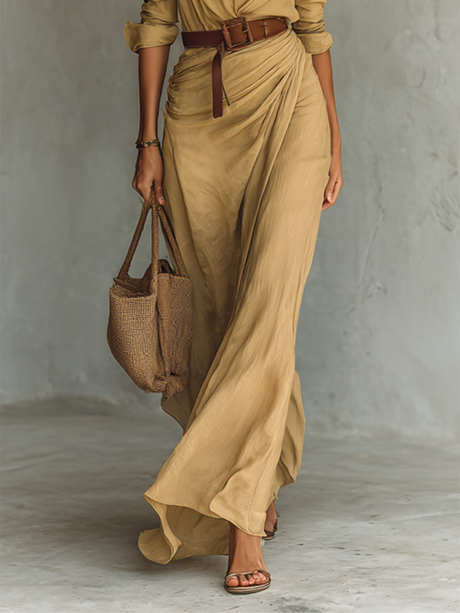 Langarm Maxikleid mit Reverskragen