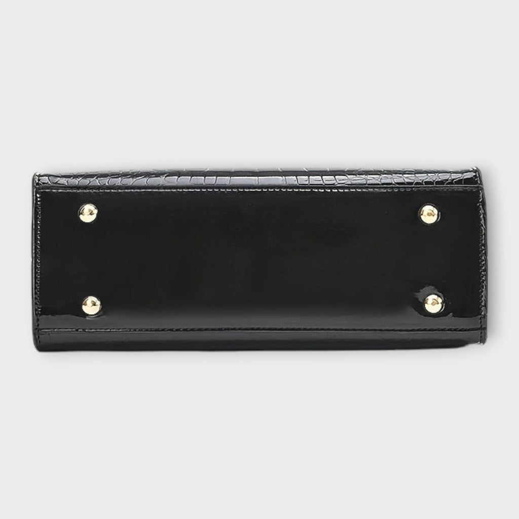 Olivia - Glänzende Handtasche mit Krokodilprägung