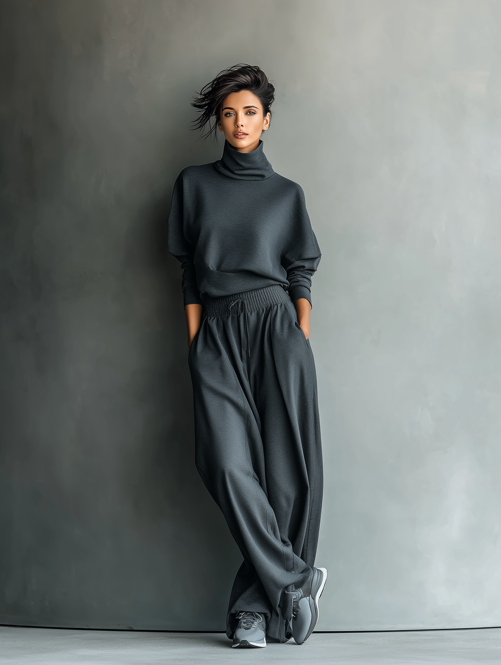 Strick Set mit Weiten Hosen