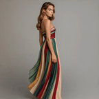 Ärmelloses, farbenfrohes Maxikleid