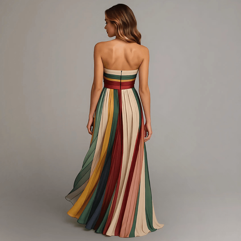 Ärmelloses, farbenfrohes Maxikleid