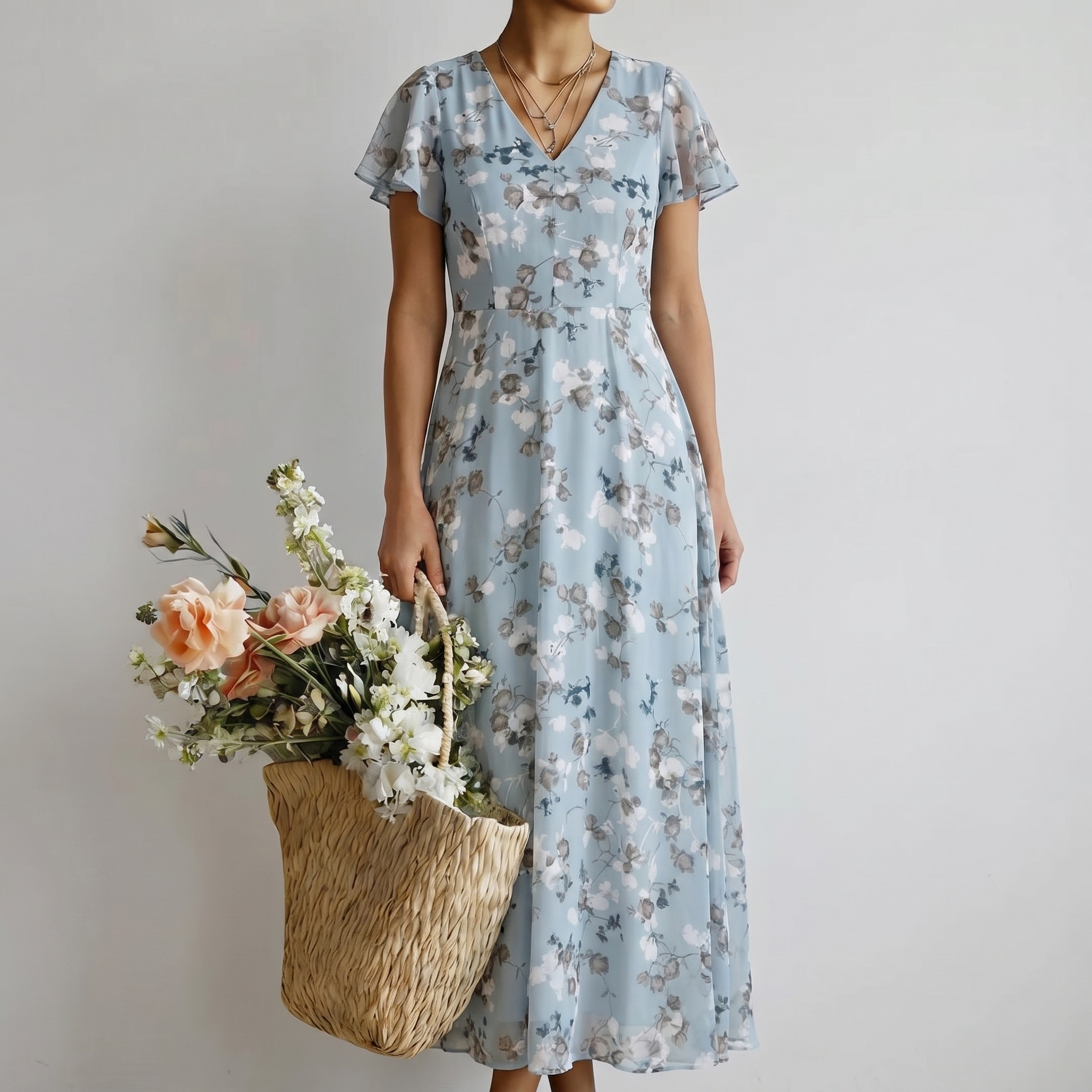 ISMERIA | MAXI DRESS IN FLORAL CHIFFON