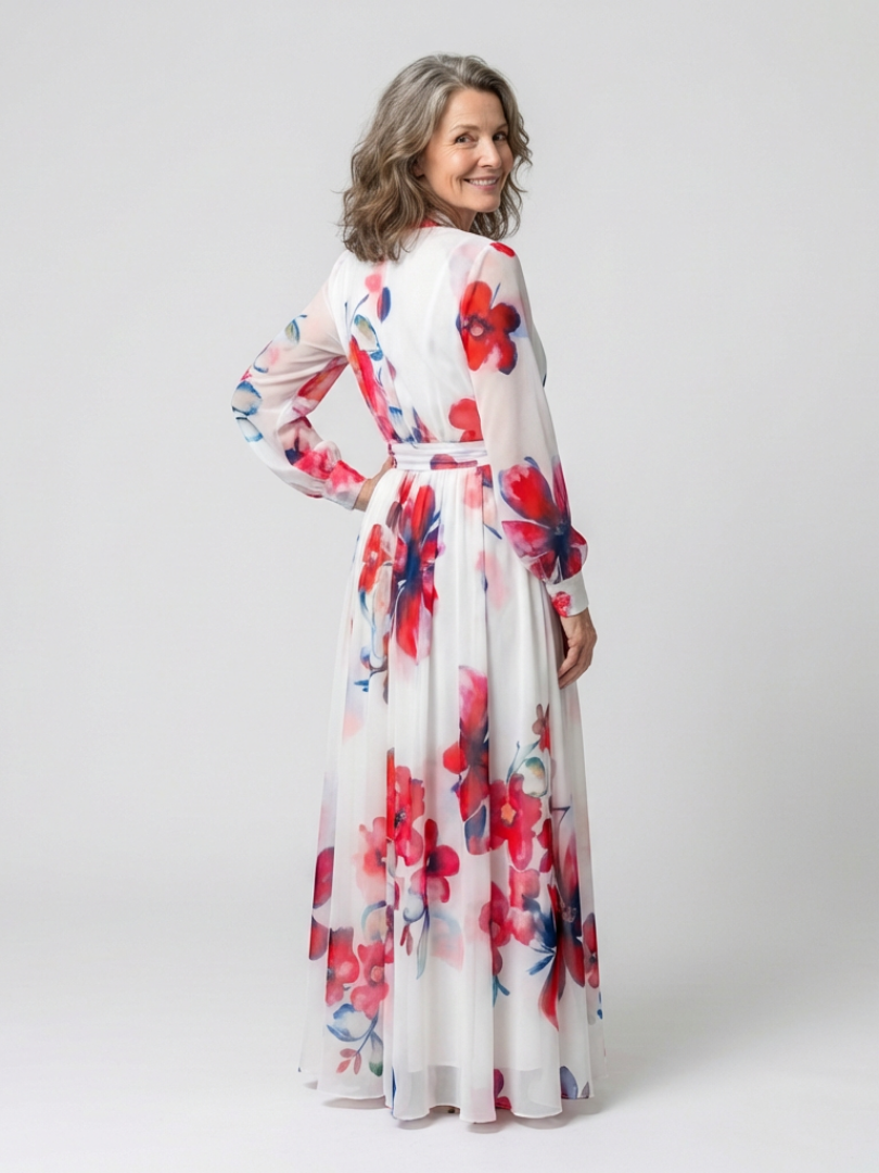 Lillian | Maxikleid mit floralen Mustern und langen Ärmeln
