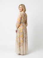 Cressida | Langarm Maxi-Kleid mit Floral-Transparenz