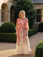 Cressida | Langarm Maxi-Kleid mit Floral-Transparenz