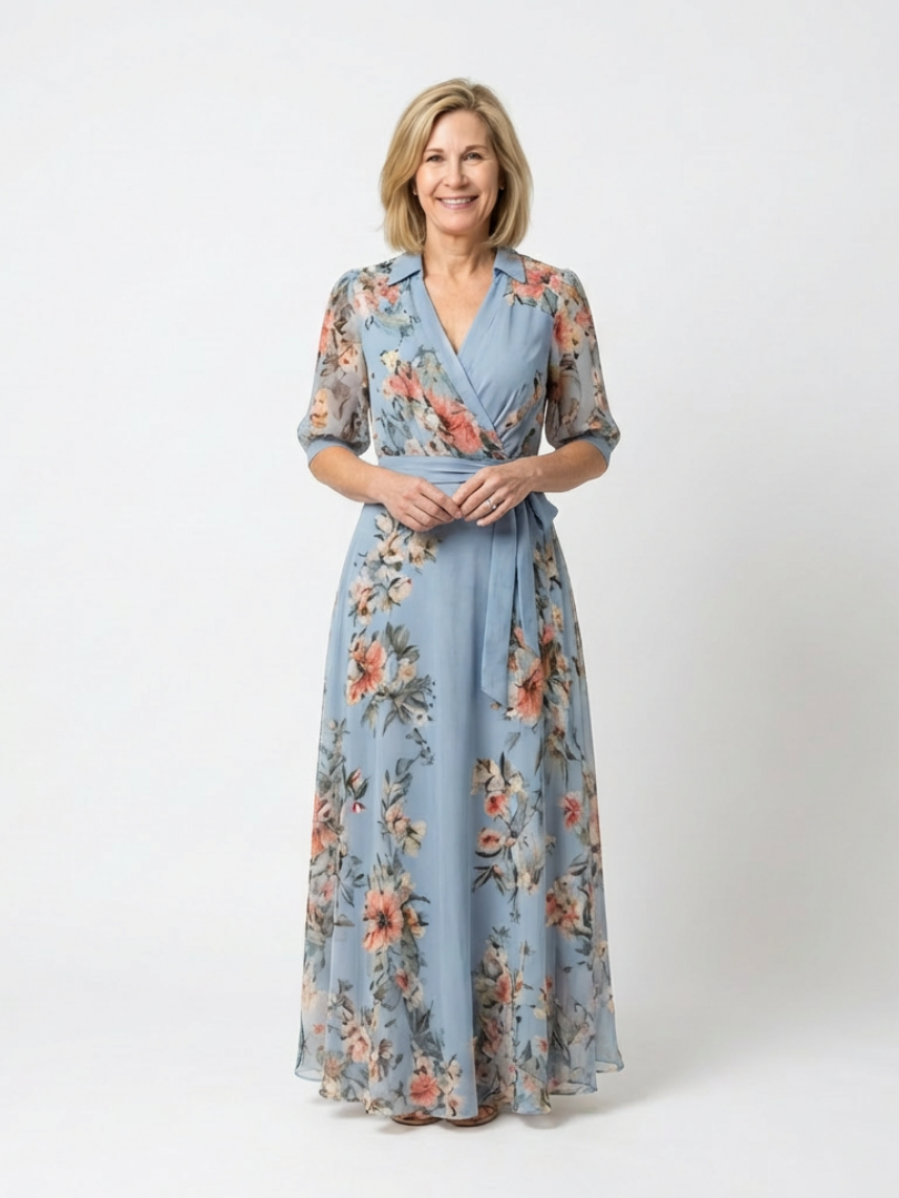 Elowen | V-Neck Floral Wrap Maxi Dress