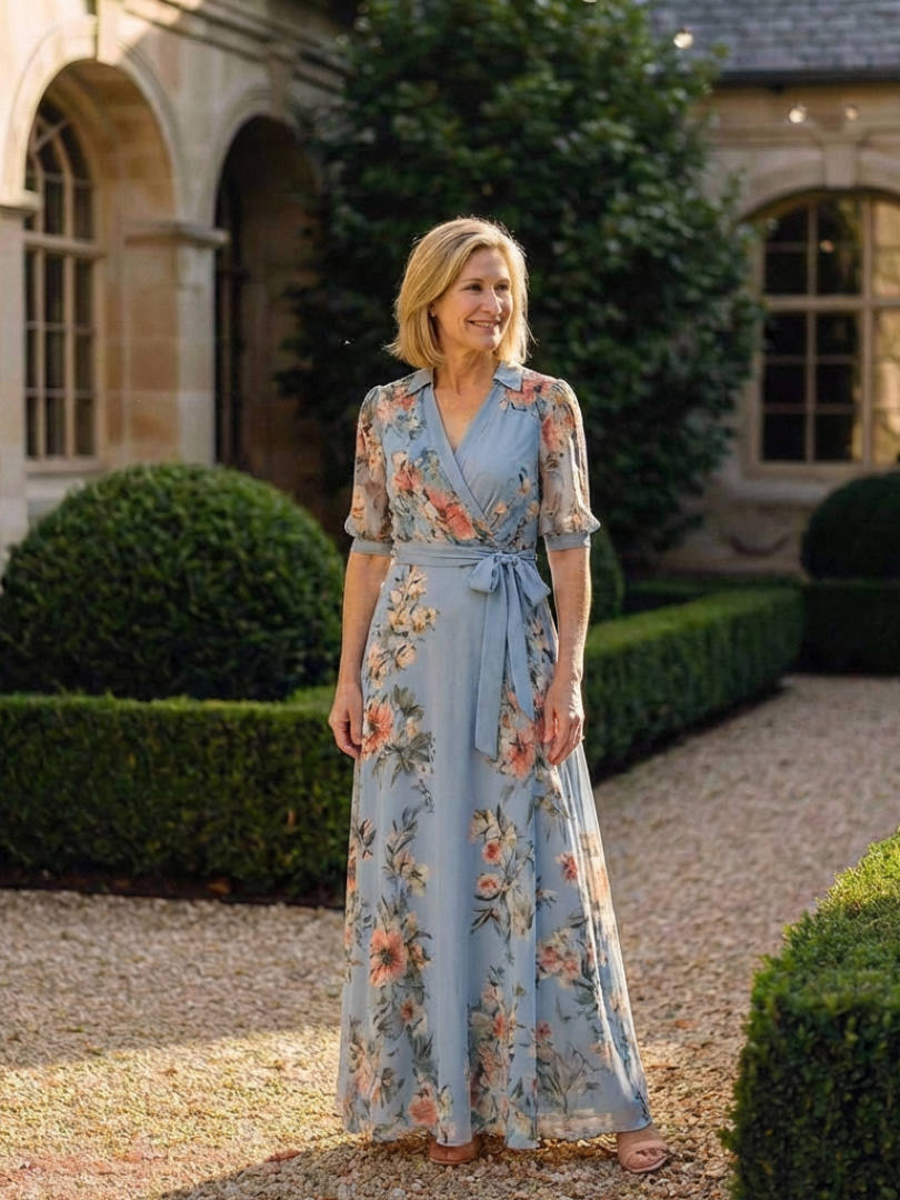 Elowen | V-Neck Floral Wrap Maxi Dress